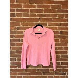Women's Pink Ribbed Quarter Zip Pullover SML
